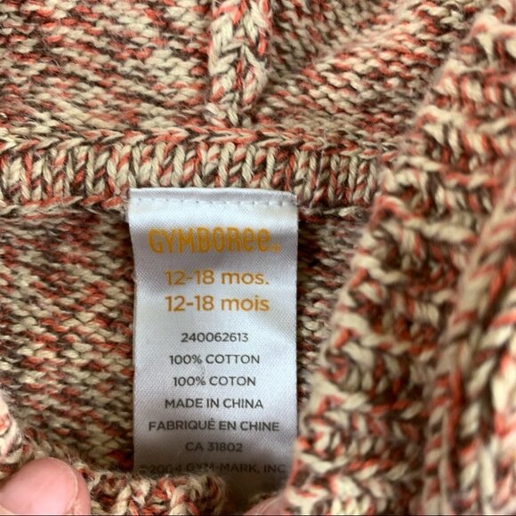 GYMBOREE Boys Sweater Fox Hood Hoodie with Orange Fox - Picture 4 of 6